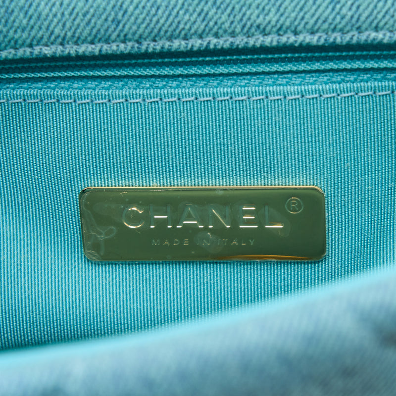 Chanel Small 19 Bag Denim Light Blue Multicolour Hardware