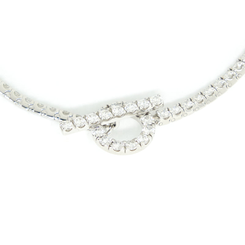 Hermes Size ST Finesse Bracelet White Gold With Diamonds