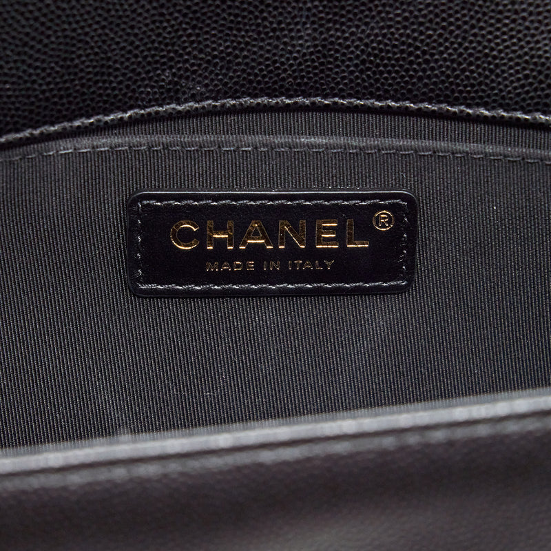 Chanel Medium Boy Bag Caviar Black With Brushed GHW (Microchip)