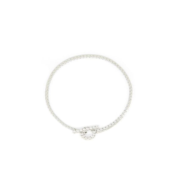 Hermes Size ST Finesse Bracelet White Gold With Diamonds