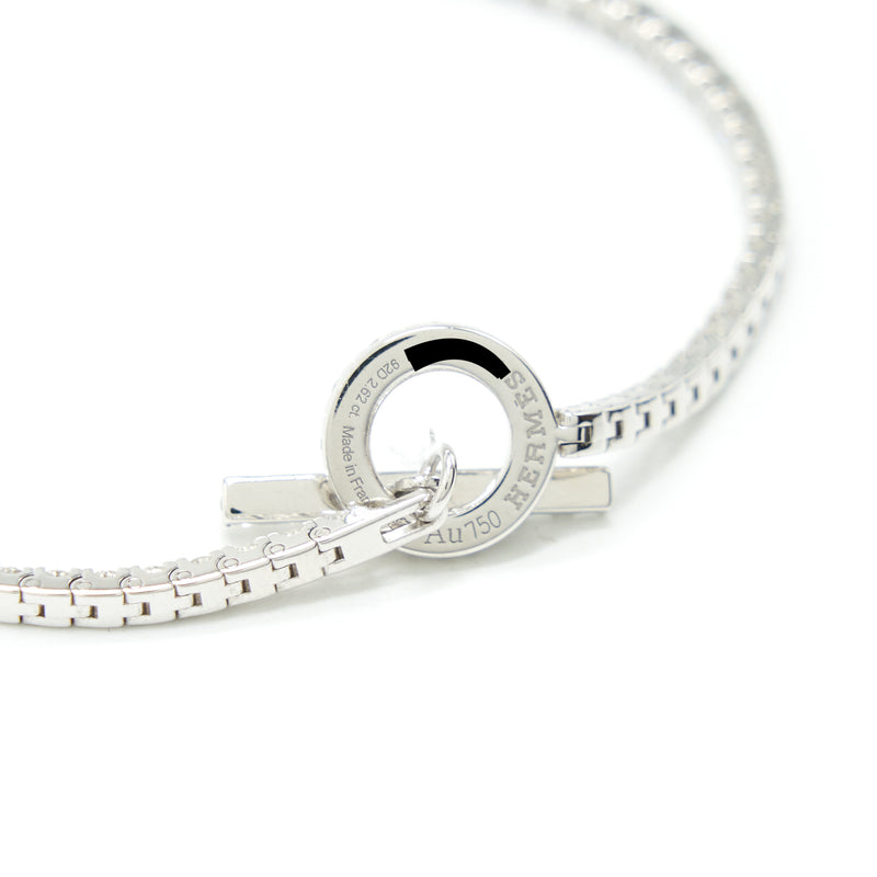 Hermes Size ST Finesse Bracelet White Gold With Diamonds