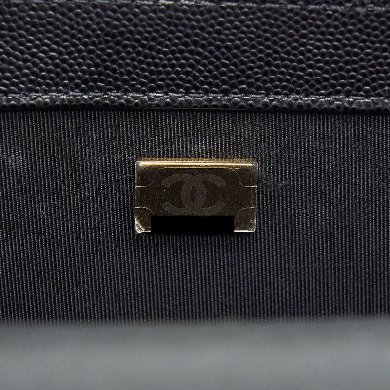 Chanel Medium Boy Bag Caviar Black With Brushed GHW (Microchip)