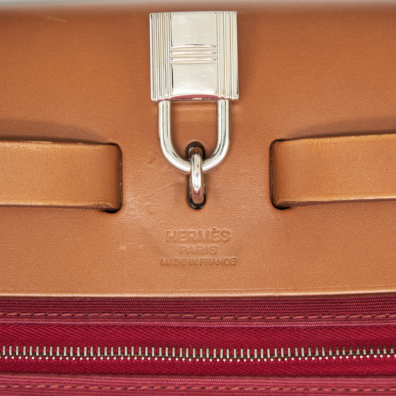 Hermes Herbag Zip 31 Toile Rubis/Fauve SHW Stamp square R