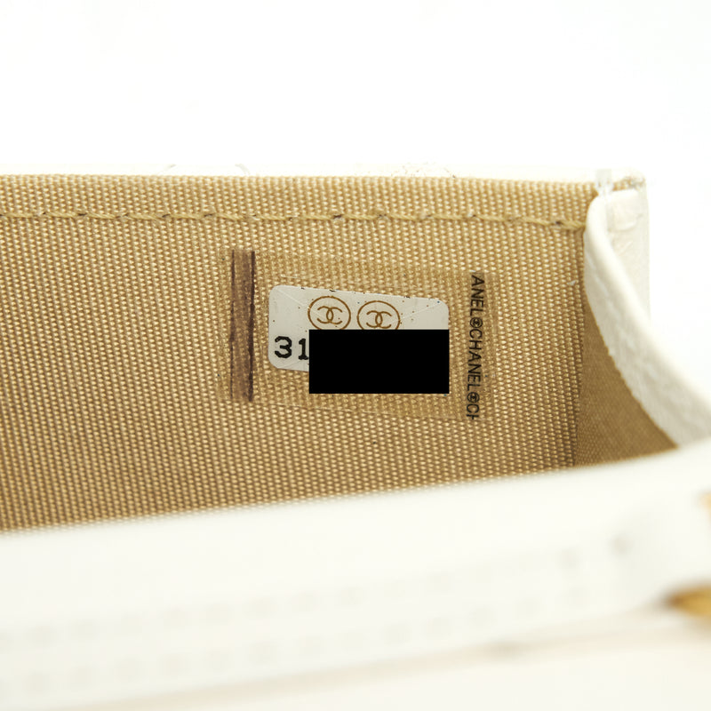 Chanel 21b Pearl crush mini flap bag with chain/belt bag white GHW