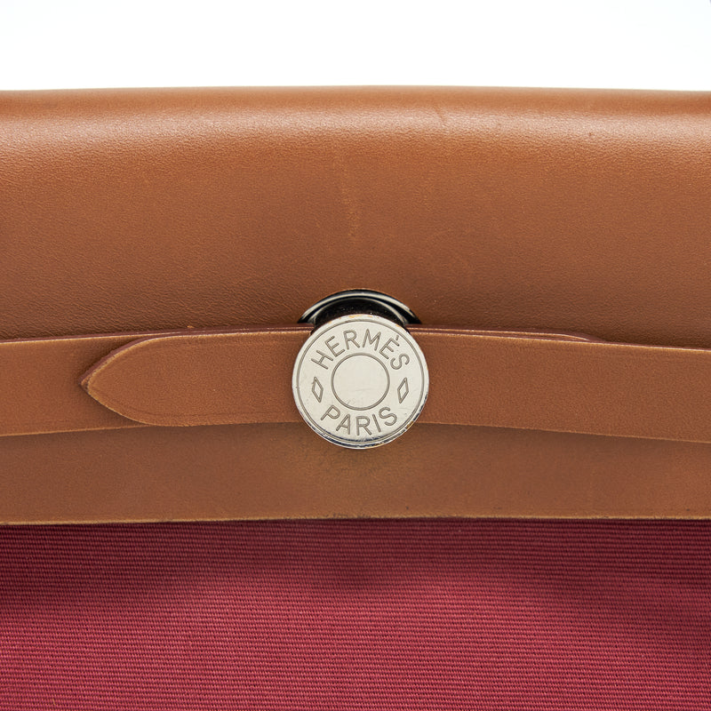 Hermes Herbag Zip 31 Toile Rubis/Fauve SHW Stamp square R
