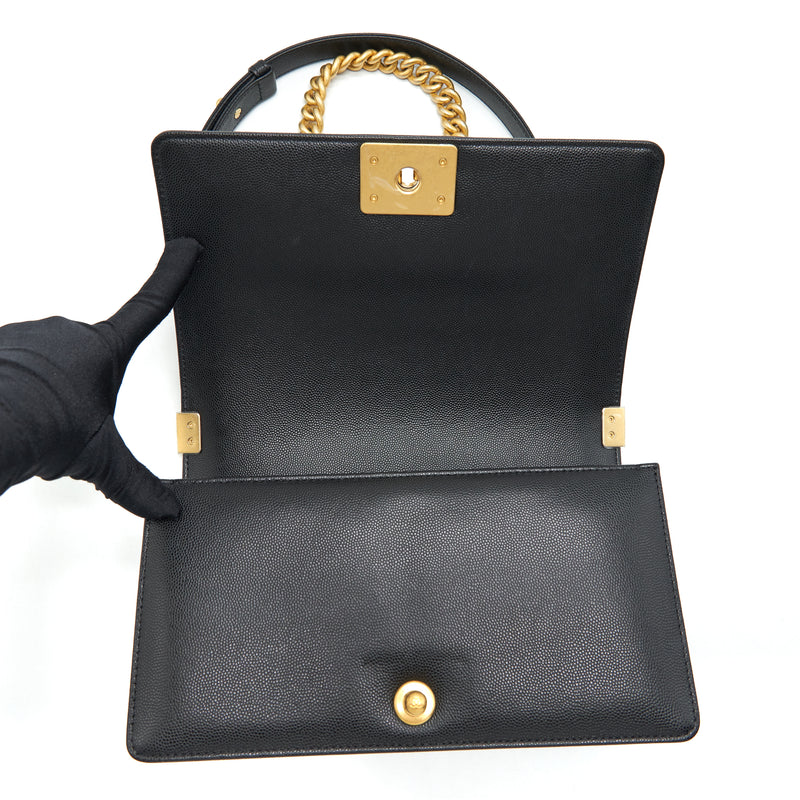 Chanel Medium Boy Bag Caviar Black With Brushed GHW (Microchip)