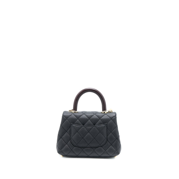 Chanel Mini Coco Handle Caviar Black/Burgundy Handle LGHW