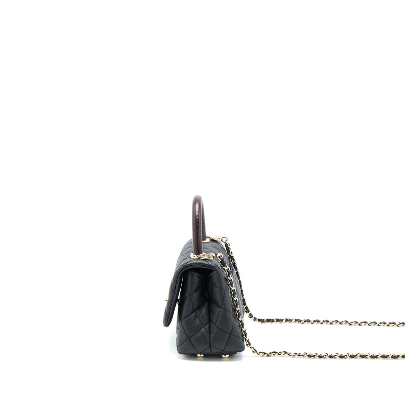 Chanel Mini Coco Handle Caviar Black/Burgundy Handle LGHW