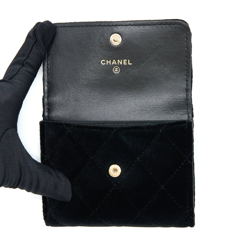 Chanel Small Flap Wallet Velvet Black LGHW