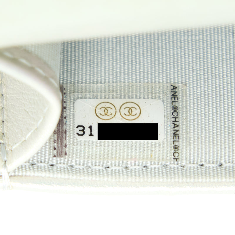 Chanel 19 Phone Pouch With Chain Iridescent White GHW