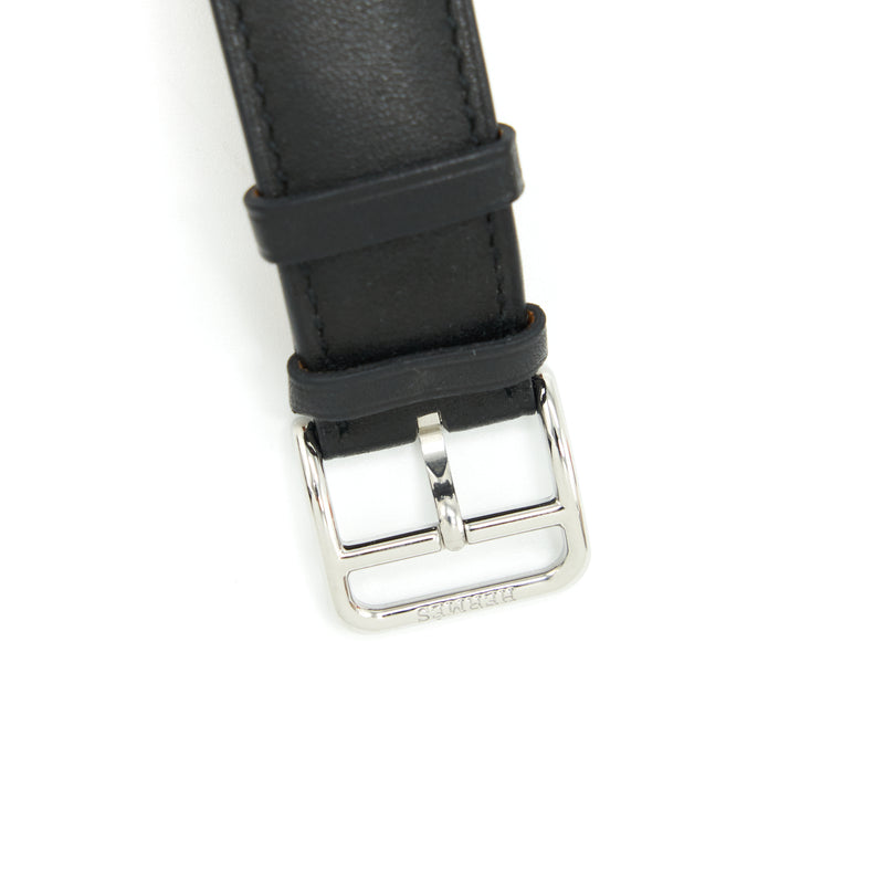 Hermes Cape Cod Steel Watch, Medium model, 33mm With Black Strap