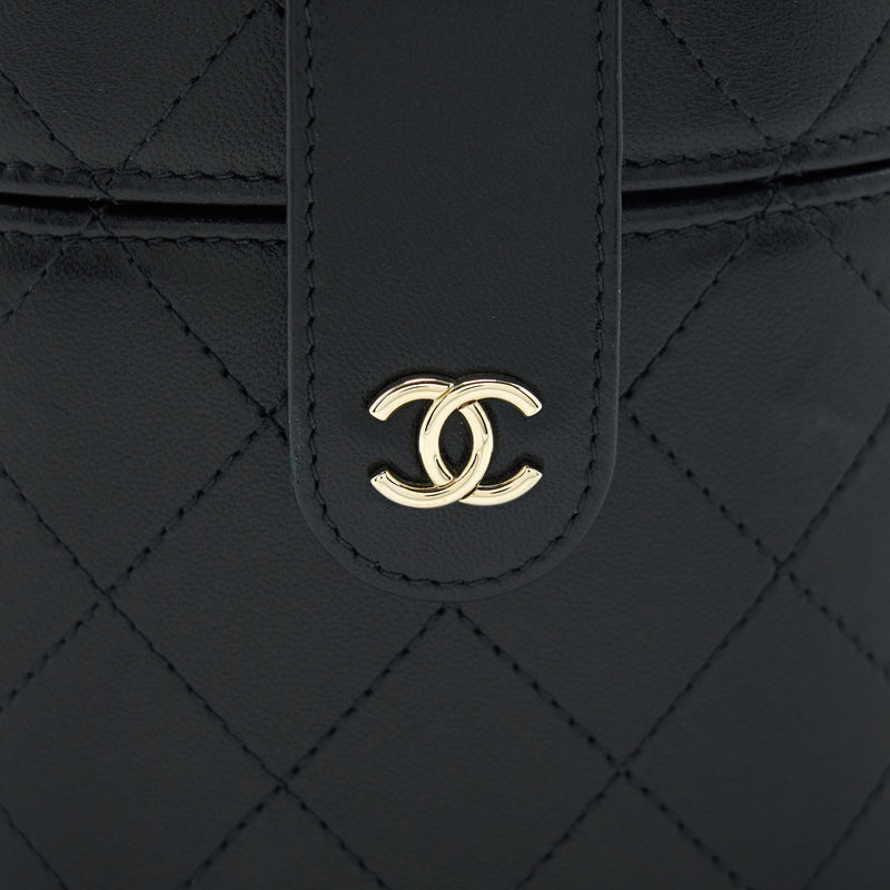 Chanel small vanity with chain lambskin black LGHW