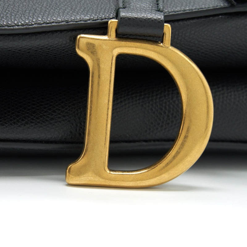 Dior Medium Saddle Bag Grained Calfskin Black GHW