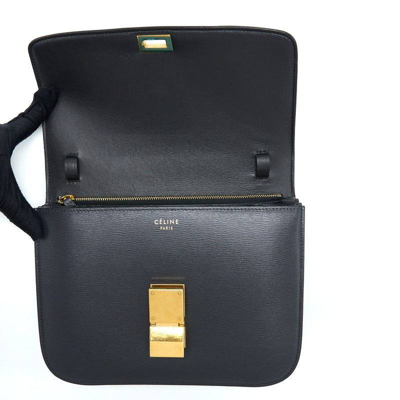 Celine Medium Classic Box Calfskin Liege Anthracite GHW