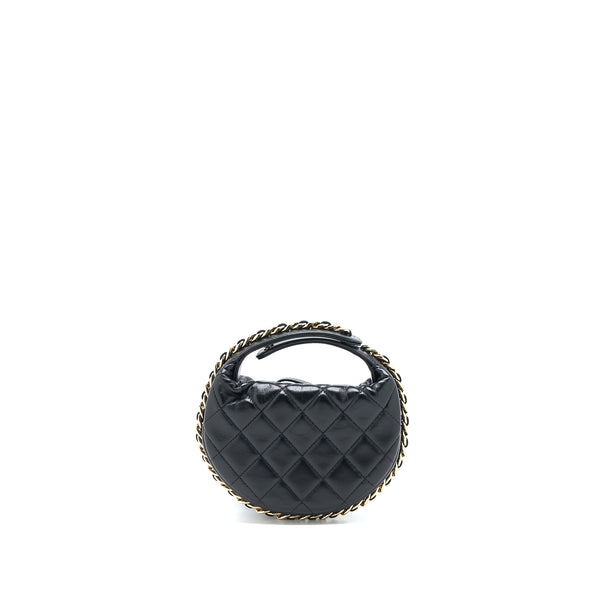 Chanel 23c Round Cruise Pouch Lambskin Black LGHW (Microchip)
