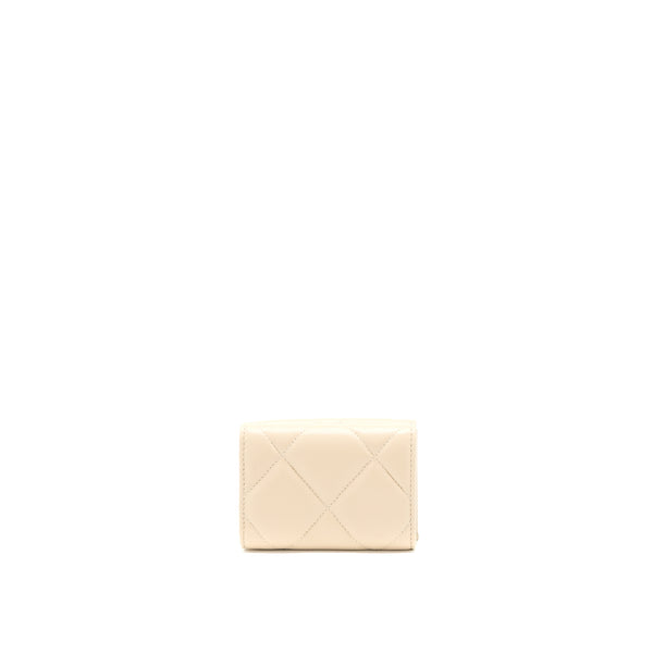 Chanel 19 Flap Compact Wallet Lambskin Beige GHW