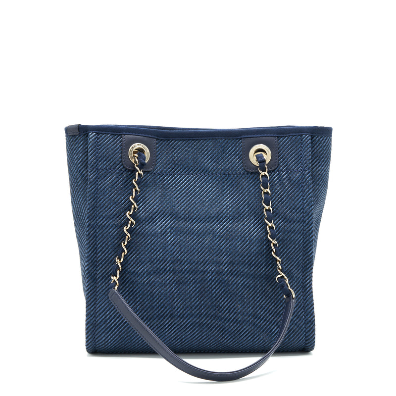 Chanel Small Deauville Tote bag Denim blue SHW