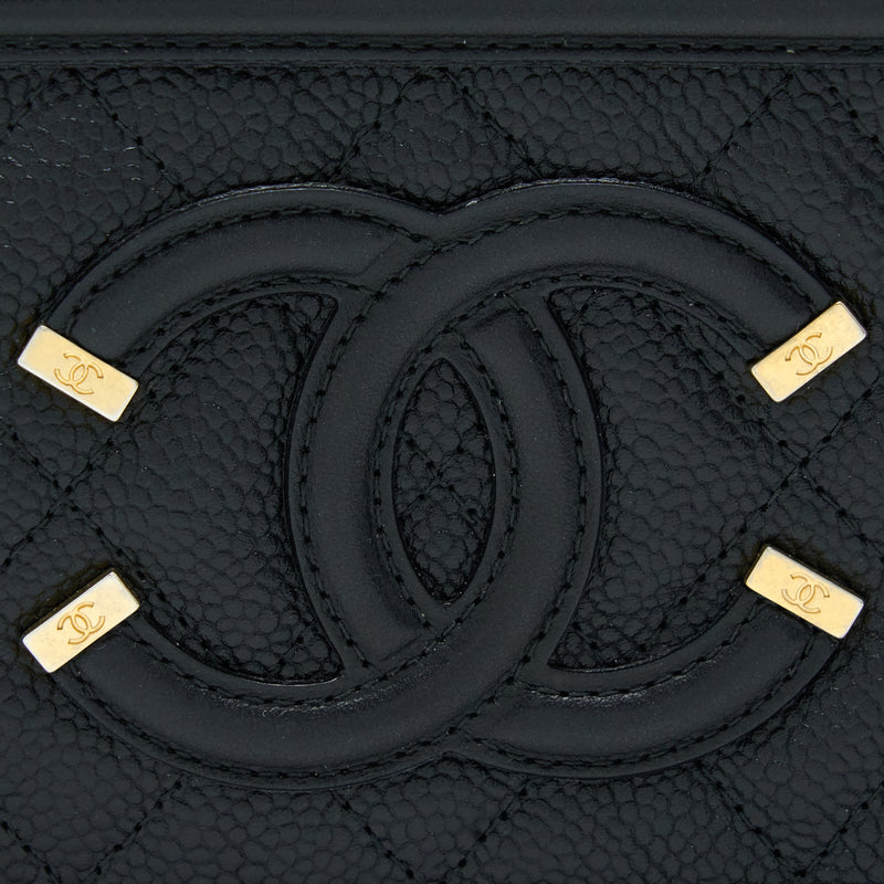 Chanel Filigree Long Wallet On Chain Caviar Black GHW