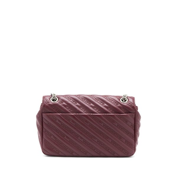 Balenciaga Logo Shoulder Bag Dark Red SHW