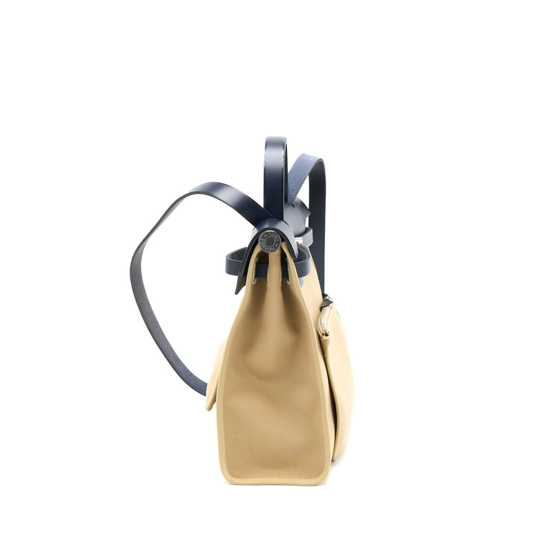 Hermes Herbag 31 Zip Bag Canvas/Hunter Trench/Blue Indigo SHW Stamp Z