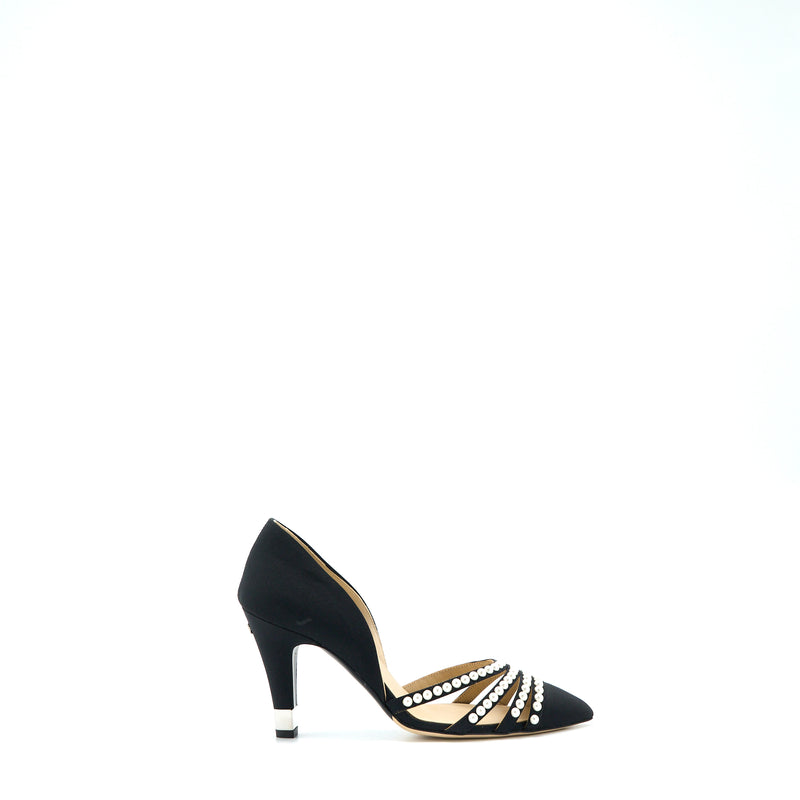 Chanel Size 36 Heels with Pearl Black/White