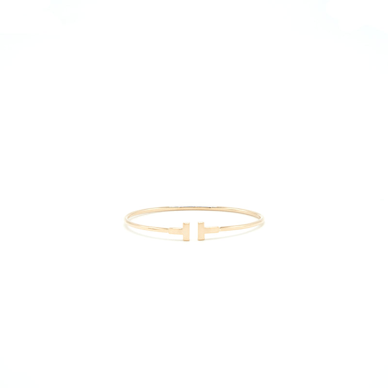 Tiffany T Small Narrow Wire Bracelet 18k Gold