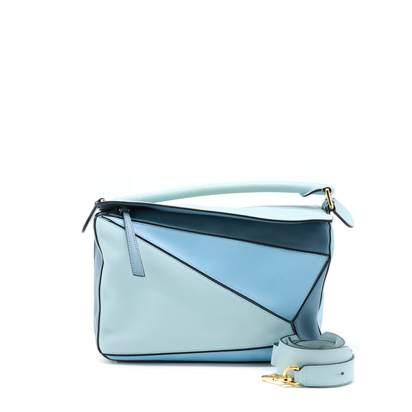 Loewe Puzzle Bag Calfskin Light Blue SHW