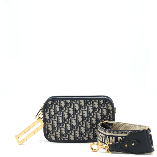 Dior Oblique diorquake clutch with extra woven logo bag strap