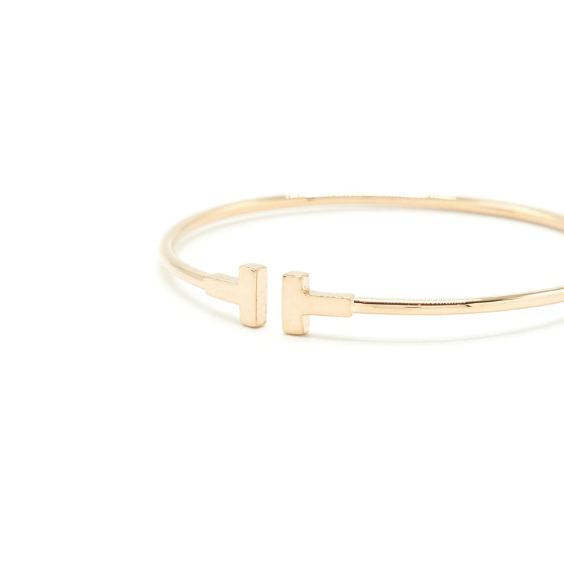 Tiffany T Small Narrow Wire Bracelet 18k Gold