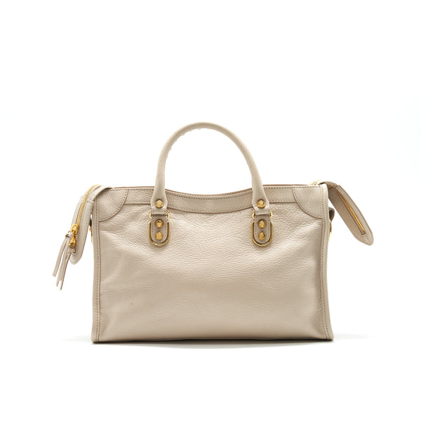 BALENCIAGA SMALL METALLIC EDGE CITY BEIGE GHW