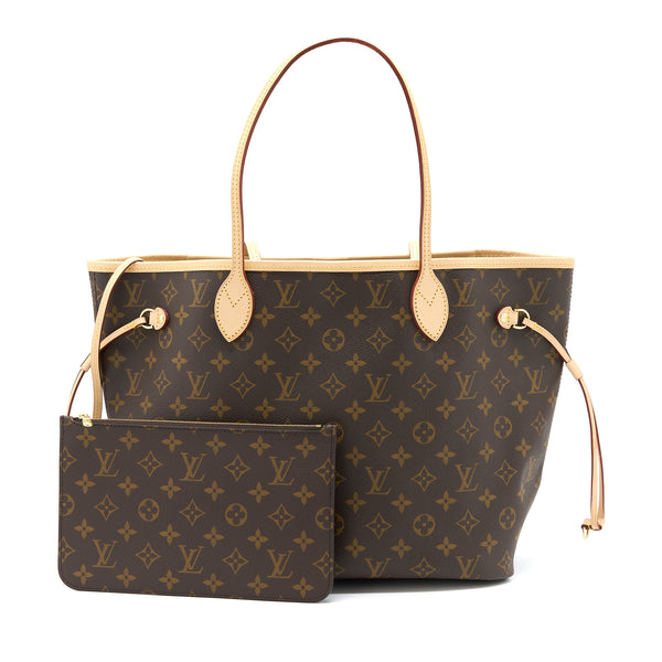 Louis Vuitton Neverfull MM Monogram Canvas Beige GHW (New Version)