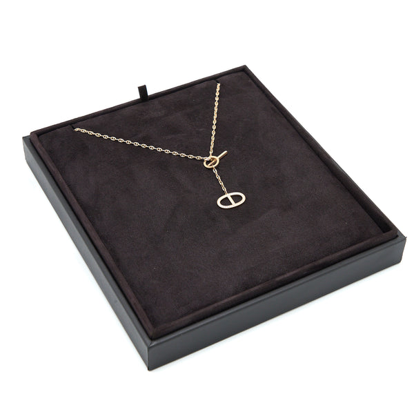 Hermes Chaine D’ancre Contour Pendant Large Model Rose Gold with Diamonds