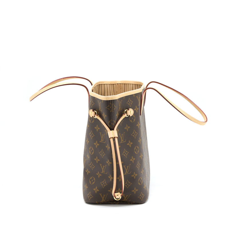 Louis Vuitton Neverfull MM Monogram Canvas Beige GHW (New Version)