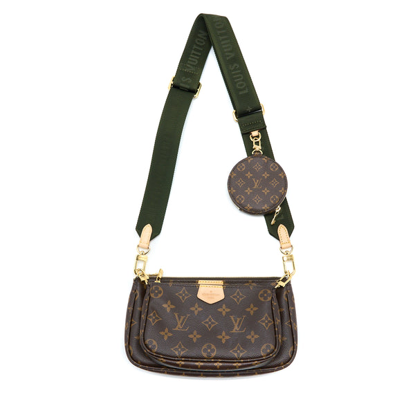 Louis Vuitton Multi Pochette Accessories Monogram Canvas Khaki Strap GHW (New Version)