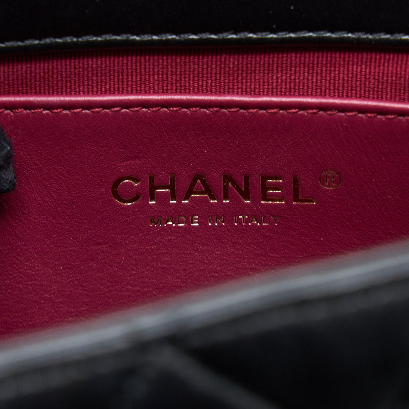 Chanel Quilted Hobo Crossbody Bag Lambskin Black Brushed GHW (Microchip)