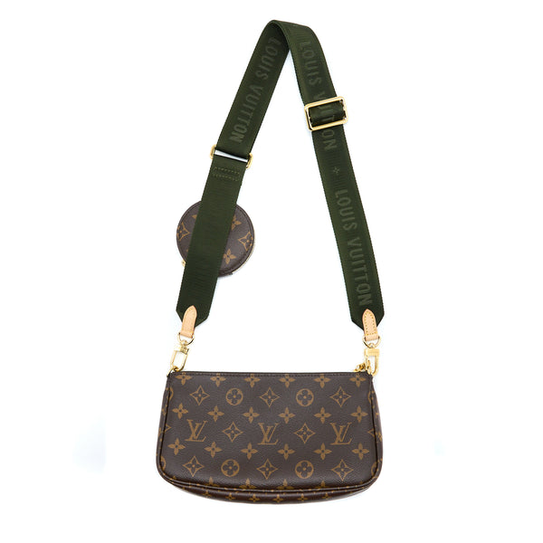 Louis Vuitton Multi Pochette Accessories Monogram Canvas Khaki Strap GHW (New Version)