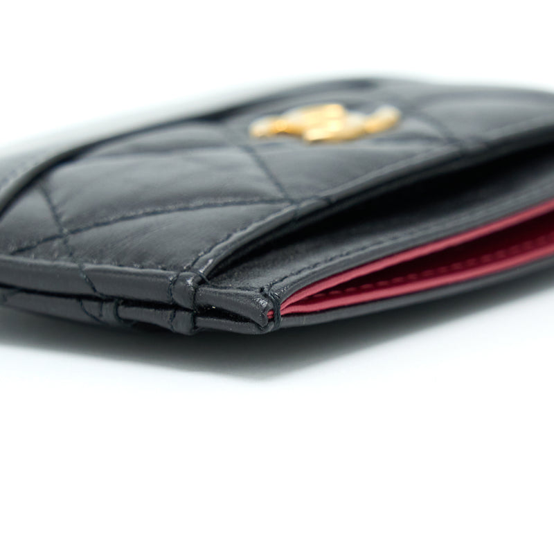 Chanel Gabrielle Card Holder Aged Calfskin Black GHW