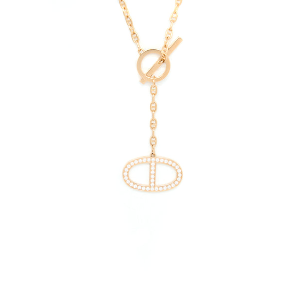 Hermes Chaine D’ancre Contour Pendant Large Model Rose Gold with Diamonds