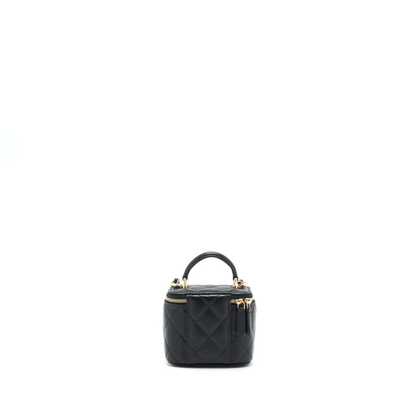 Chanel 22P Top Handle Mini Vanity With Chain Lambskin Black LGHW