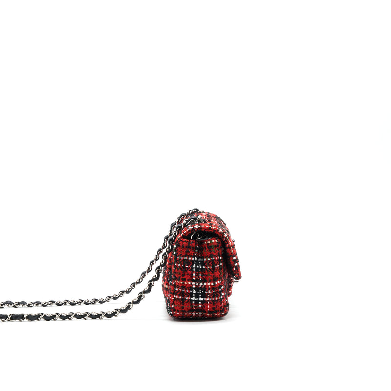 CHANEL SMALL RECTANGULAR RED BLACK TWEED IN SHW