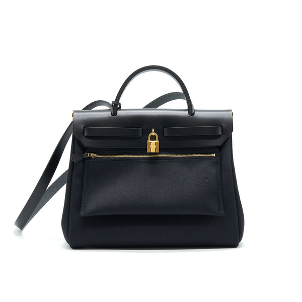 Hermes Herbag 31 Black with GHW Stamp Z