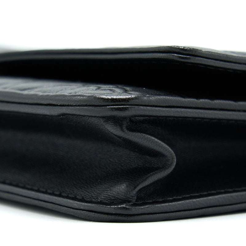 Chanel Camellia Wallet On Chain Lambskin Black SHW