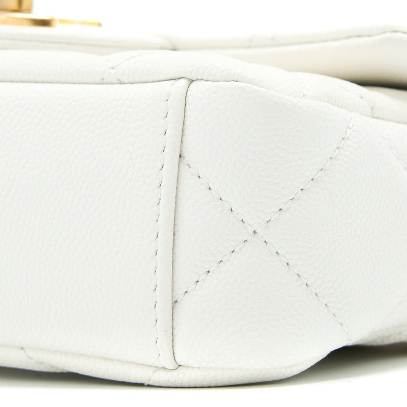 Chanel 22A Small Flap Bag Caviar White With GHW (Microchip)