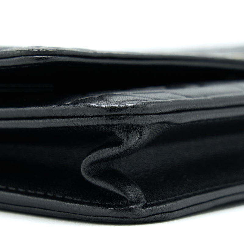 Chanel Camellia Wallet On Chain Lambskin Black SHW
