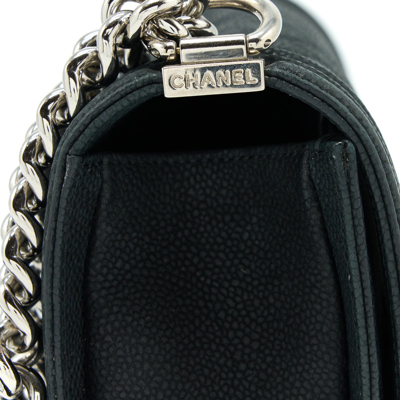 Chanel Medium Boy Bag Grained Calfskin Black SHW