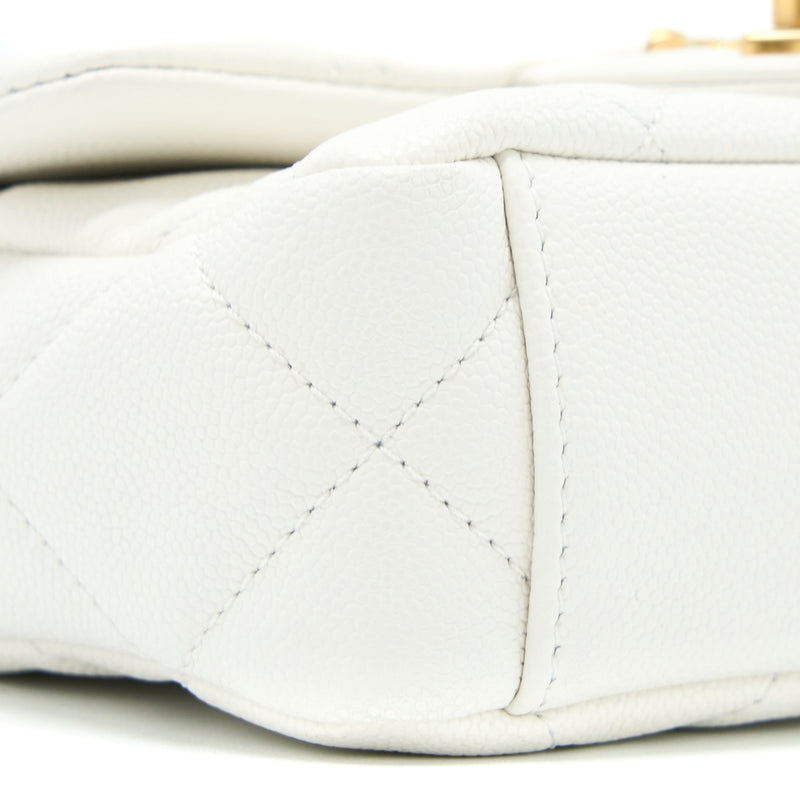 Chanel 22A Small Flap Bag Caviar White With GHW (Microchip)