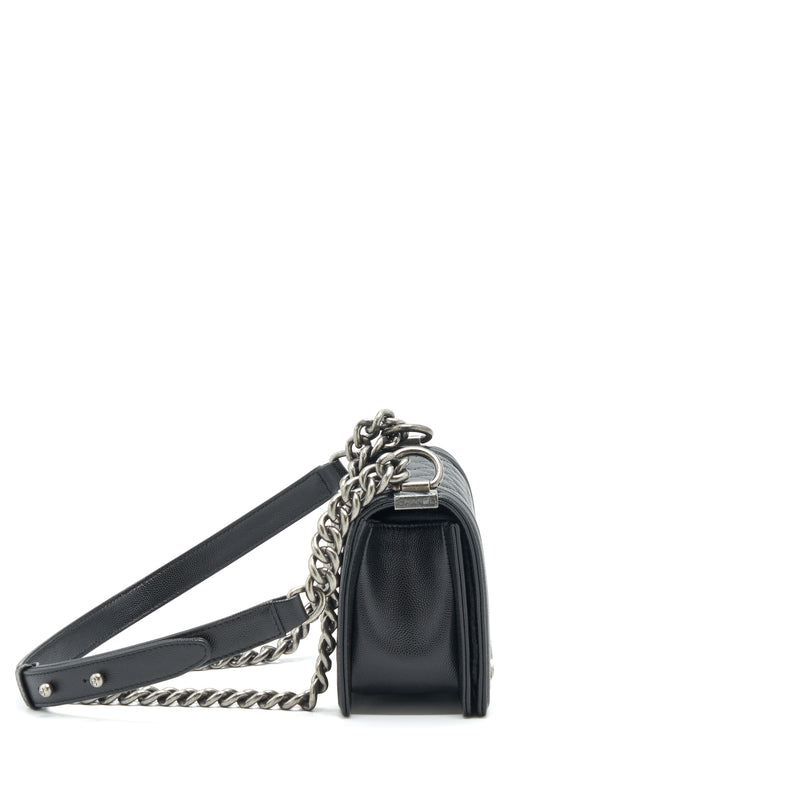 Chanel Small Boy Bag Caviar Black Ruthenium Hardware (Microchip)