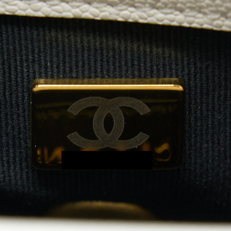 Chanel 22A Small Flap Bag Caviar White With GHW (Microchip)