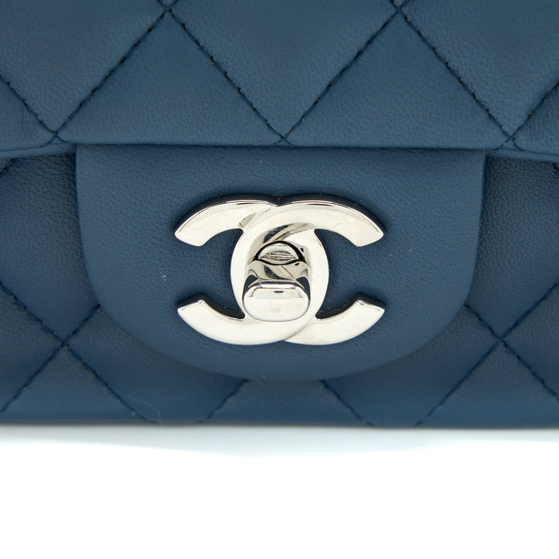 Chanel Mini Rectangular Flap Bag Lambskin Blue SHW