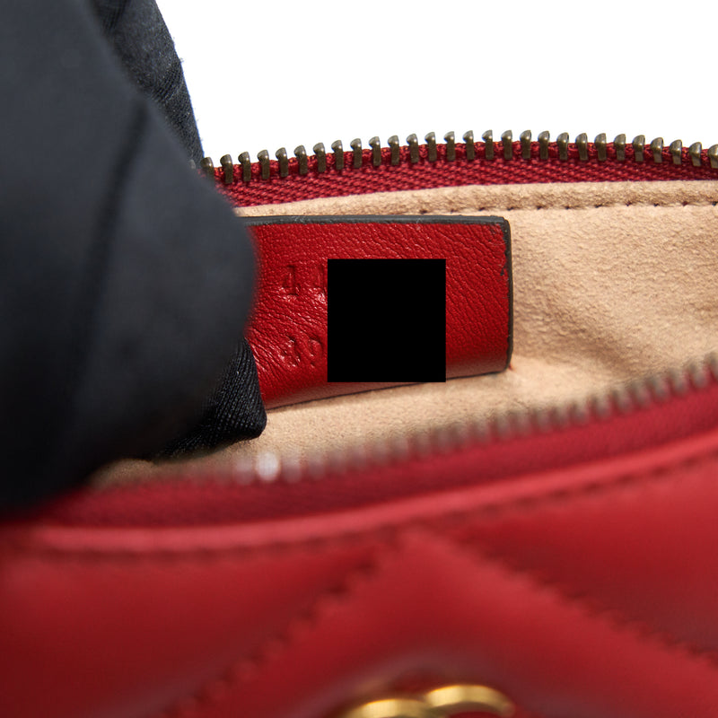 Gucci marmont mini pouch with chain red GHW